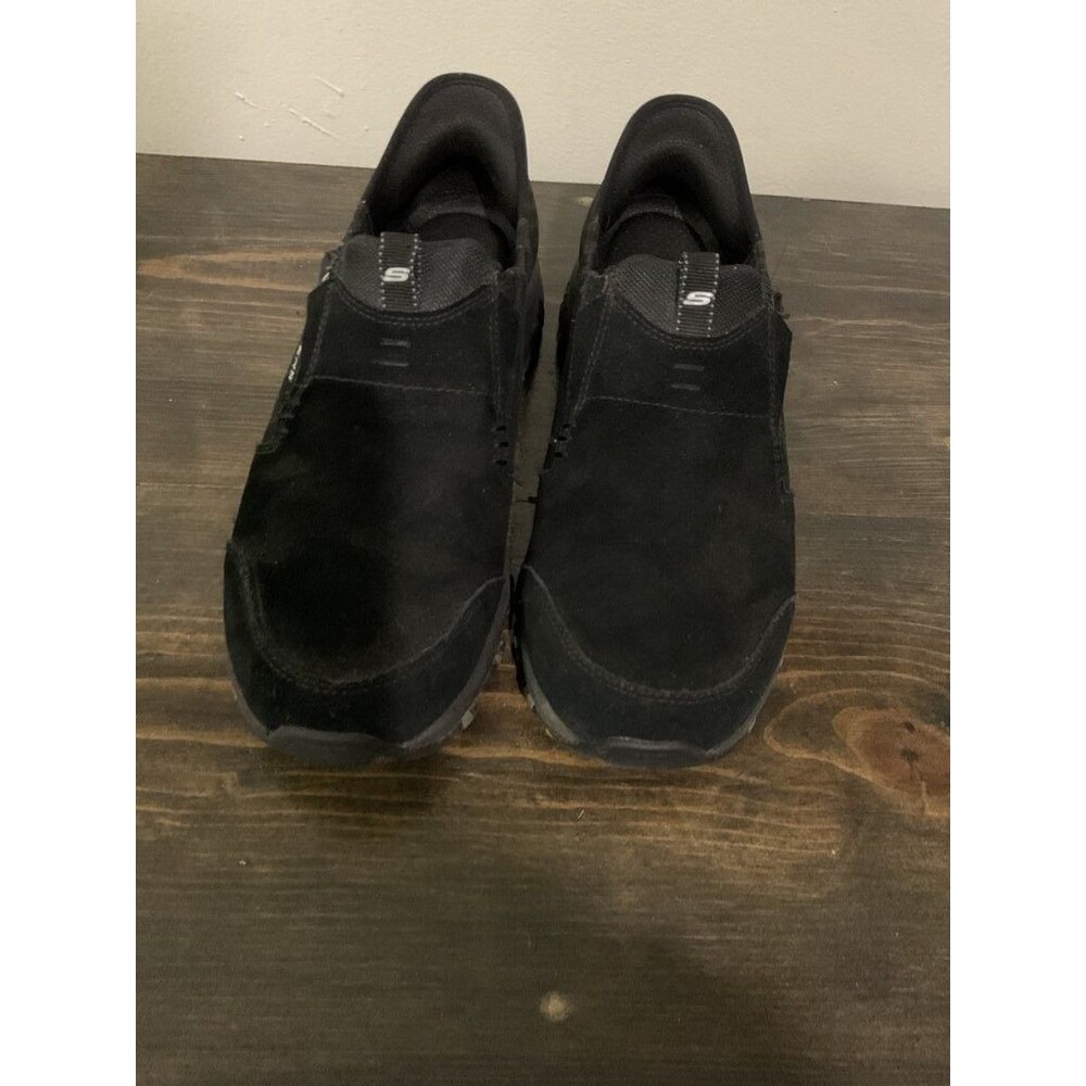 Skechers Relaxed Fit Black Suede Slip-On Shoes Womens  Size 9